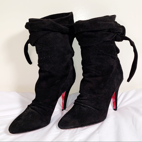 Betsey Johnson Willa Black Suede Heeled Boots | Size 7 | 4” Heel - Picture 3 of 4
